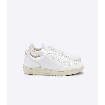 Veja V-10 LEATHER Women's Sneakers White | NZ 665BEX